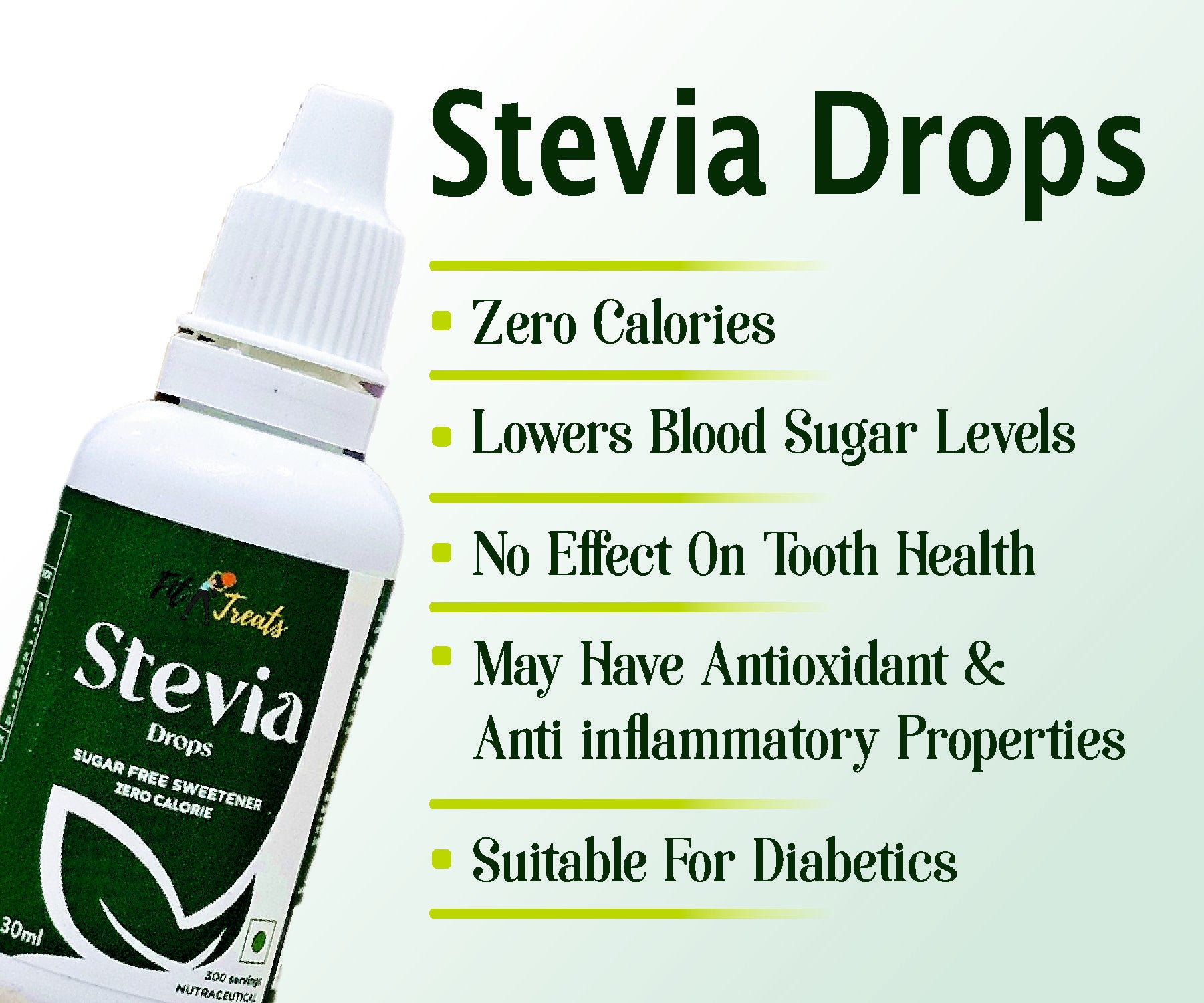 Fit Treats Natural Stevia Liquid Drops | Zero Calorie Sugar-Free Sweetener